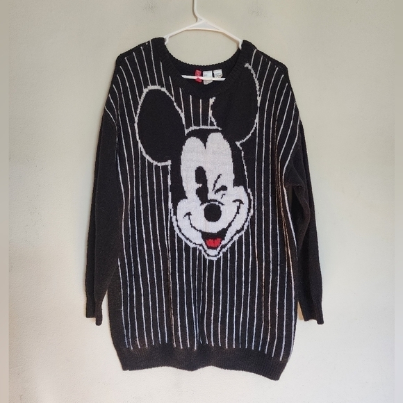 H&M × Disney Winking Mickey Mouse Striped Sweater Acrylic/ Alpaca Blend size Med - Picture 1 of 5